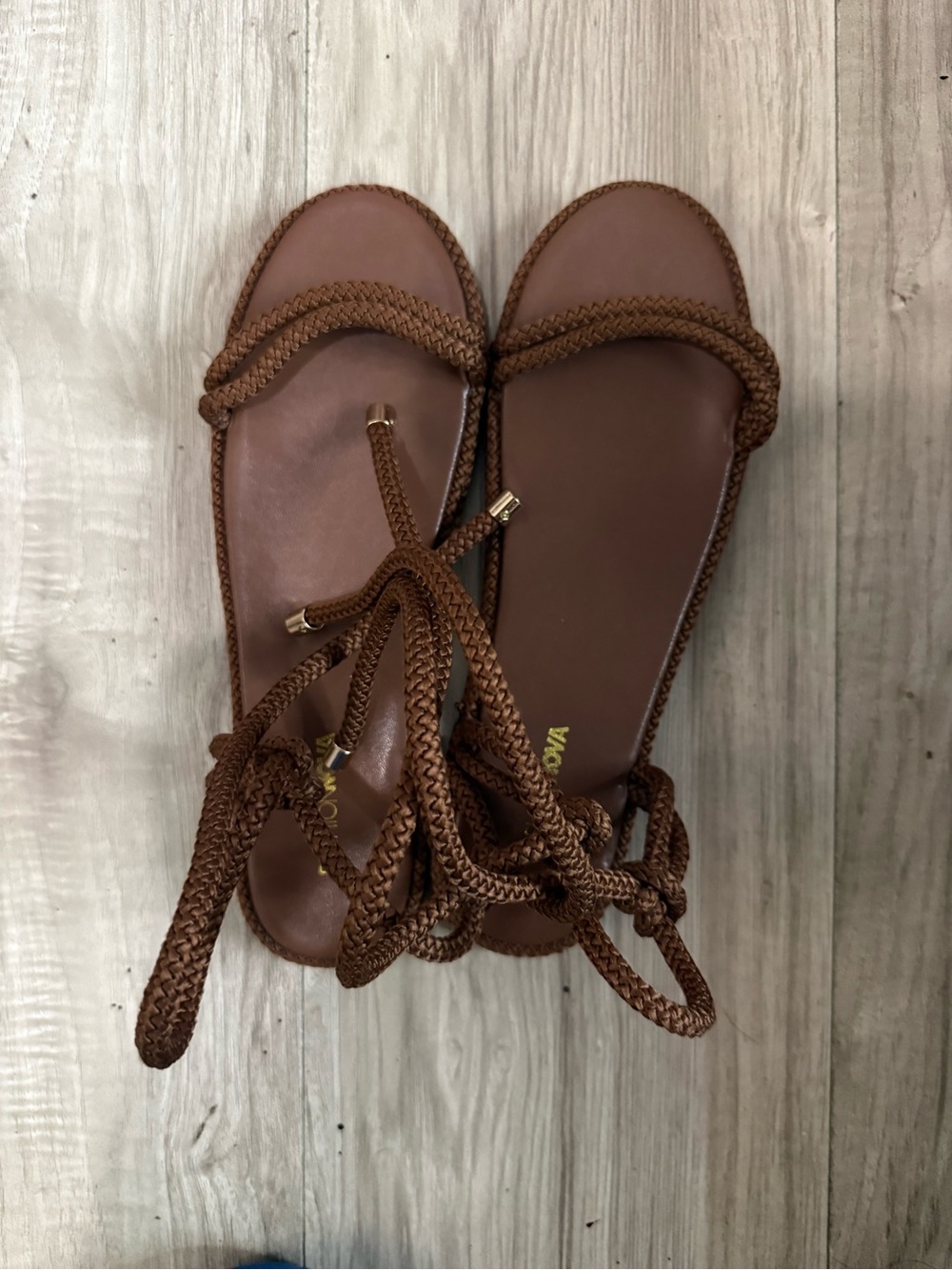 Fashion Nova Braided Lace-Up Tan Sandals